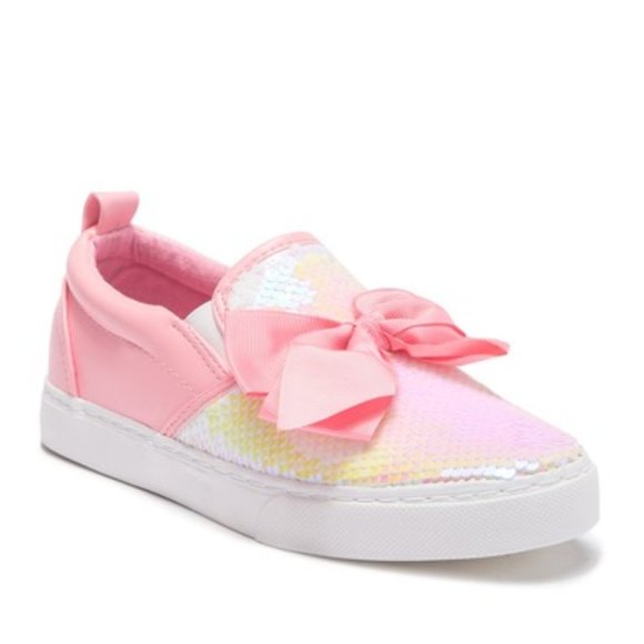 JOJO SIWA Sequin Bow Slip-On Sneaker Kids Pink 1 - Picture 1 of 4